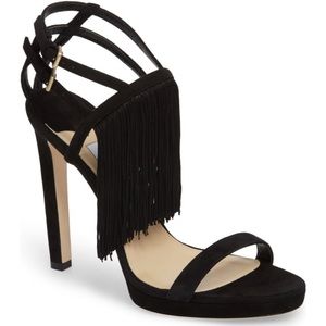 Jimmy Choo Black Farrah Fringe Sandal/Stiletto
